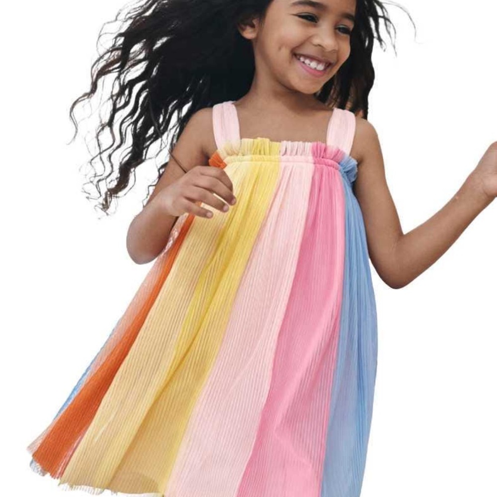 Hanna Andersson Sleeveless Tulle Paneled Dress in Rainbow - Size 6/7